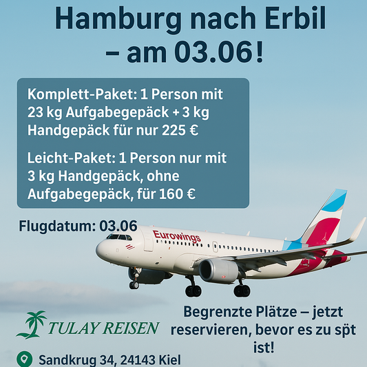 Flug von Hamburg nach Erbil –