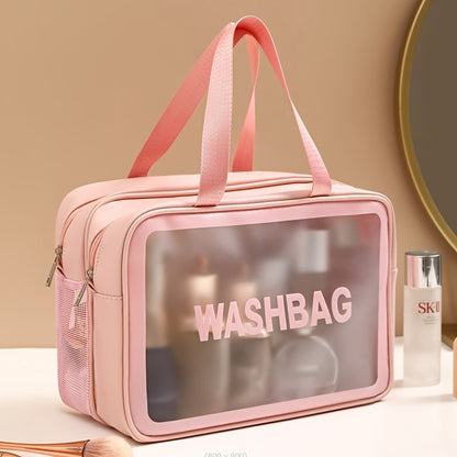 Fashionable Travel Makeup Bag With PVC Lining, Letter Design Handbag Perfect For Gym, Business, Or Travel